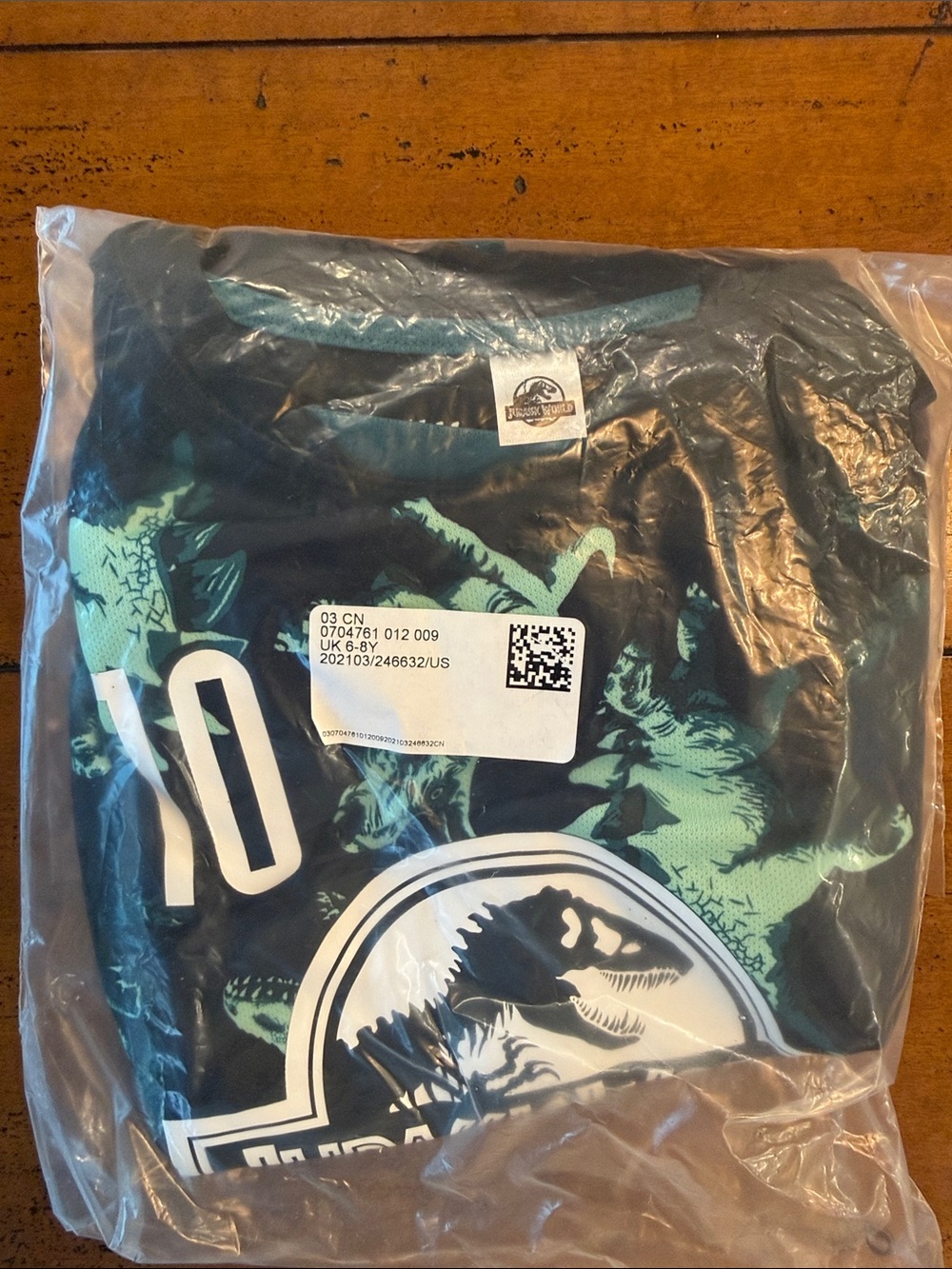 NWT H&M Jurassic World Black & Teal Graphic Tee - size 6x/7 (233)